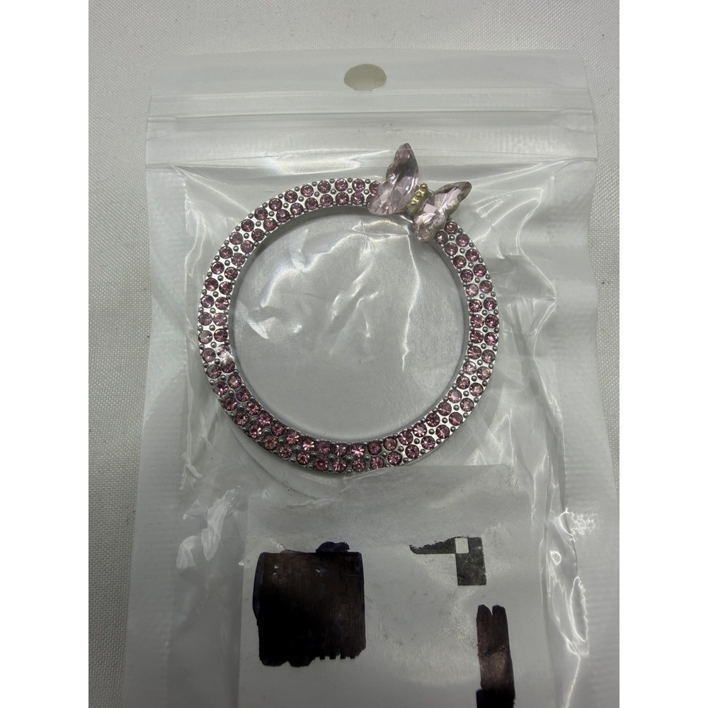 Bling Car Engine Start Stop Decoration Ring, Crystal Rhinestone Butterfly Pink